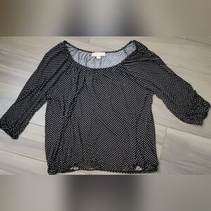 Michael Kors 100% Viscose Women's Black and White Polka Dot Blouse
